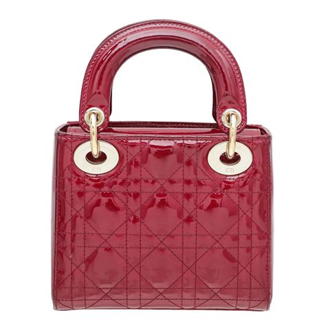 Cherry Red Lady Dior Mini Lambskin Chain Bag 